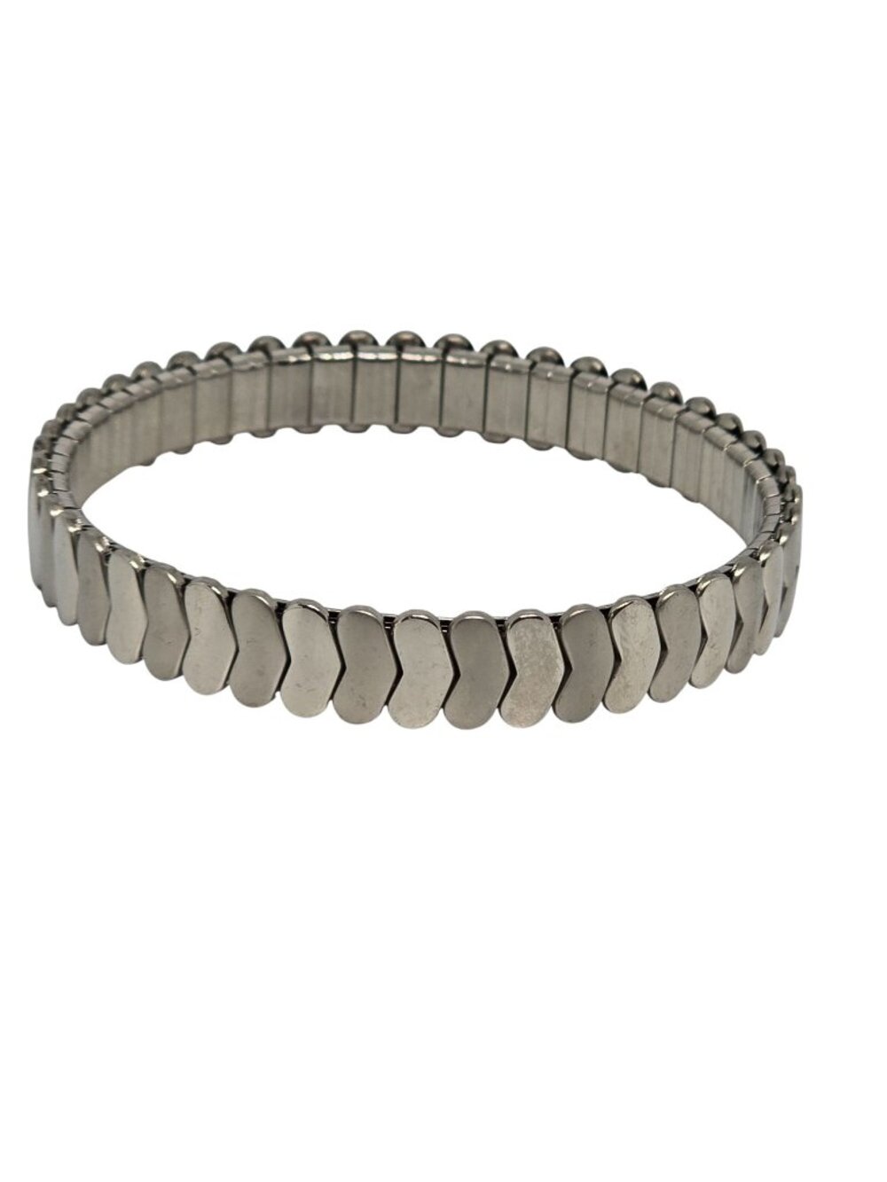 Vintage Silver Tone Stretch Bracelet Expandable Link Bracelet Retro Minimalist